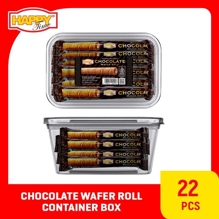 

NG Happy Time Astor Premium Chocolate Wafer Roll (1 Container Box Isi 22 pcs) Coklat Kering MakananNG
