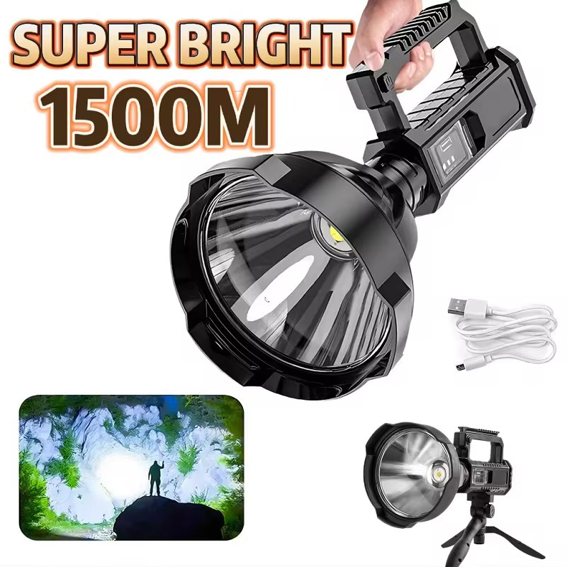 LED flashlight ultra-long lighting distance lamp searchlight can charge high power, outdoor searchli
