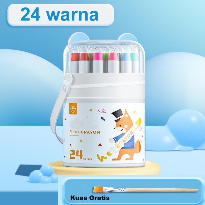 

crayon lengkap 1 set Putar Washable 36/48 Color Kids yang Dapat Dicuci Seni Gambar Pastel Minyak（Free Brush）krayon lengkap 1 set - 24 warna