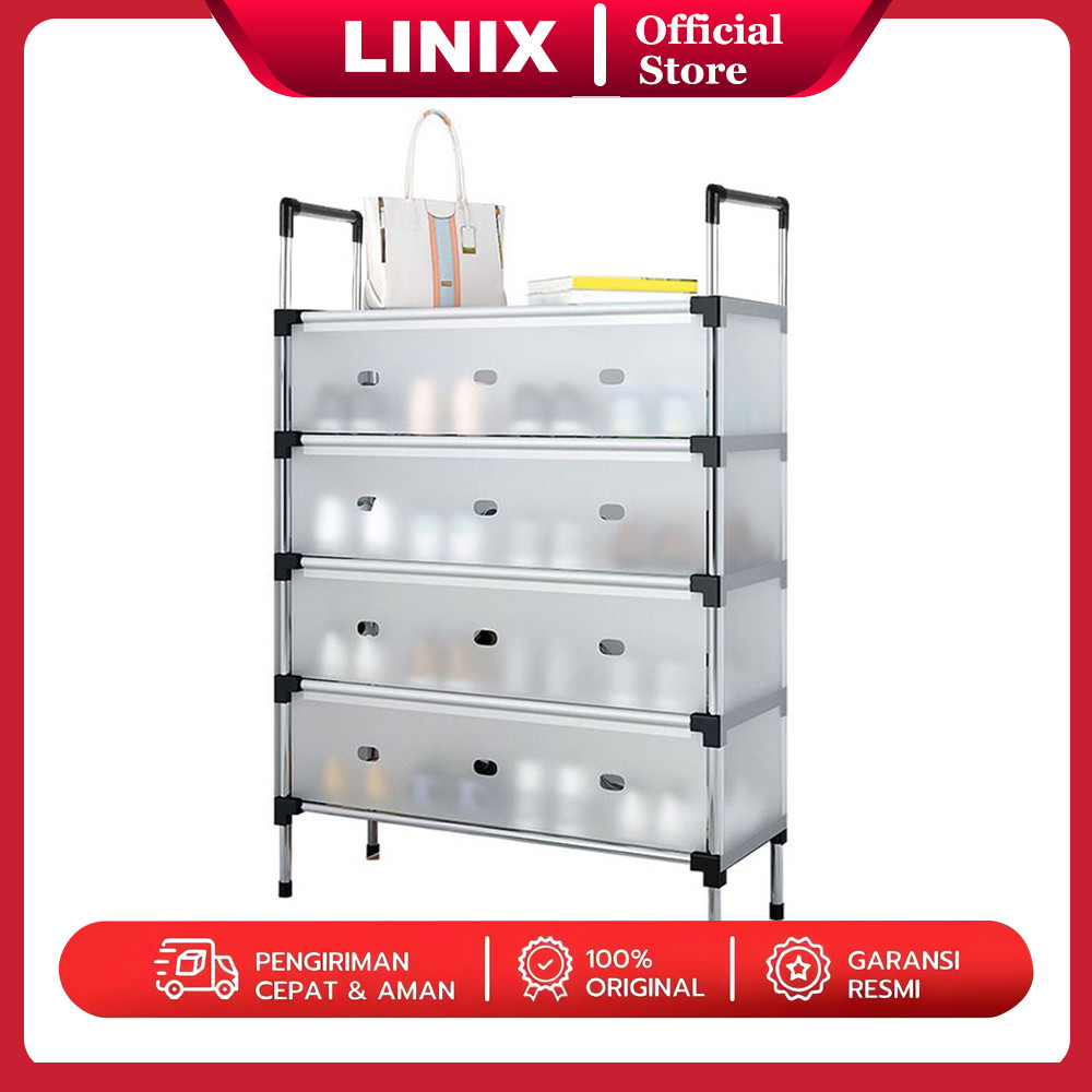 Linix Rak Sepatu Rak Gantung Sepatu Penyimpanan Rak Sepatu Susun Tertutup Anti Debu Besi Kuat Tebal 
