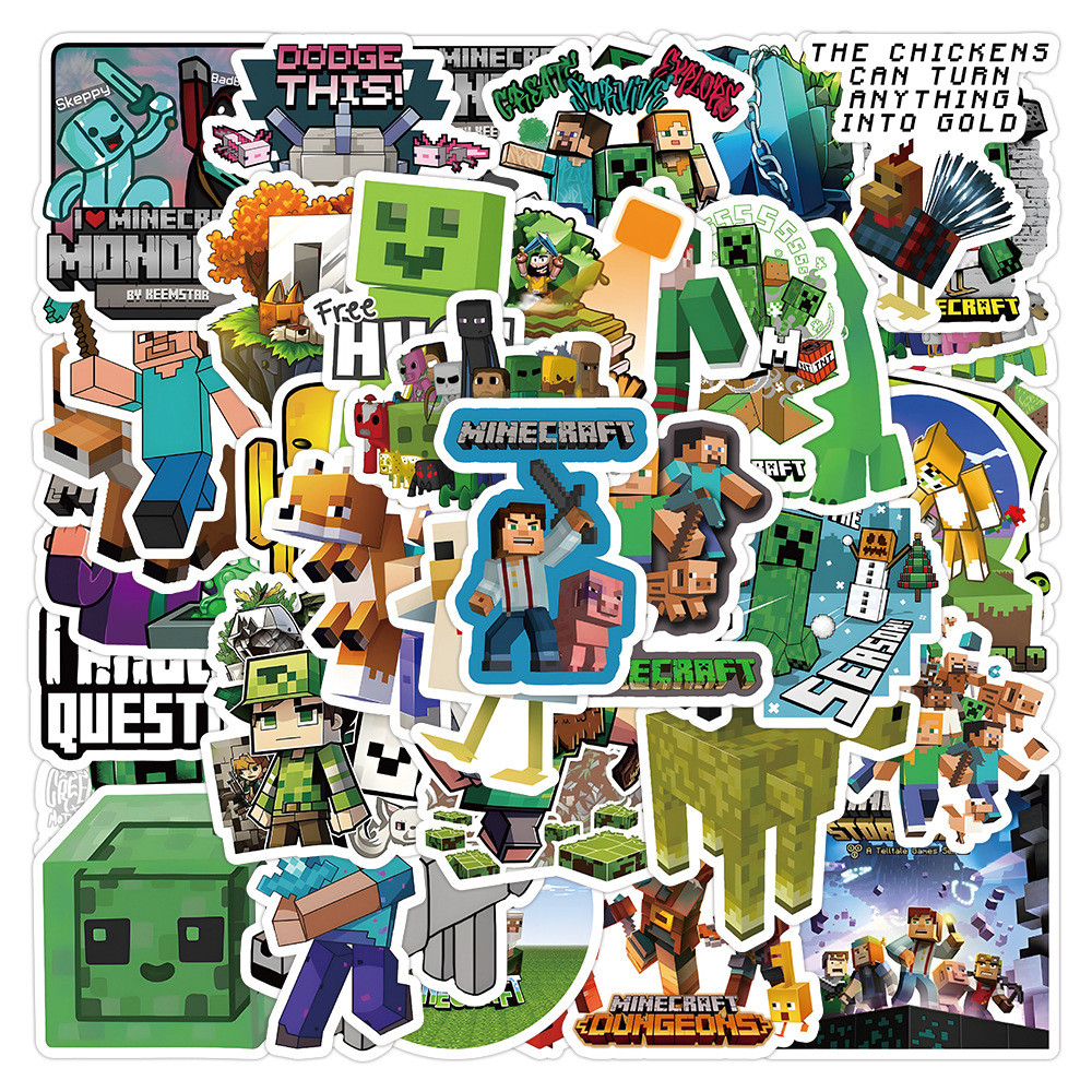 

50 Pcs Sticker Minecraft-2 Vinyl Waterproof untuk Tempelan Laptop Tumbler HP Koper DIY