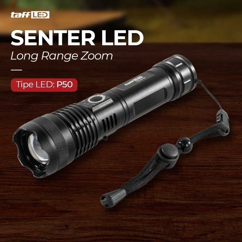 Senter LED Long Range Zoom USB Rechargeable P50 Senter LED Zoom Jarak Jauh Isi Ulang