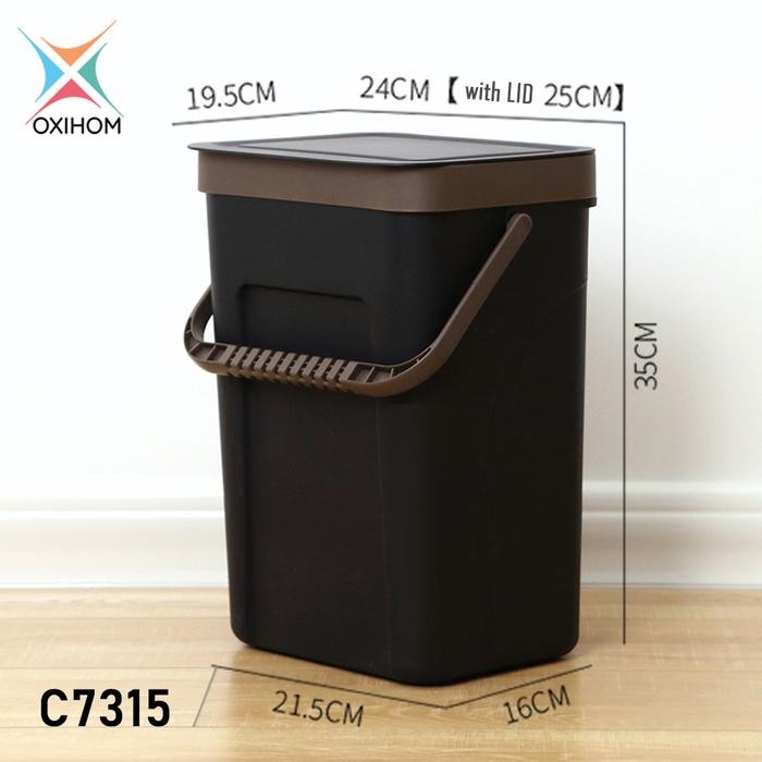 Oxihom Tempat Sampah Gantung Tempel Tutup Otomatis Plastik Trash Bin - C7315 Hitam