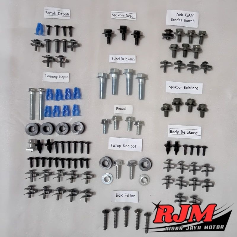 Baut Fullset Cover Bodi Body Honda Beat Deluxe 2020 - 2023 / Baut Lengkap Cover Body Bodi Honda Beat