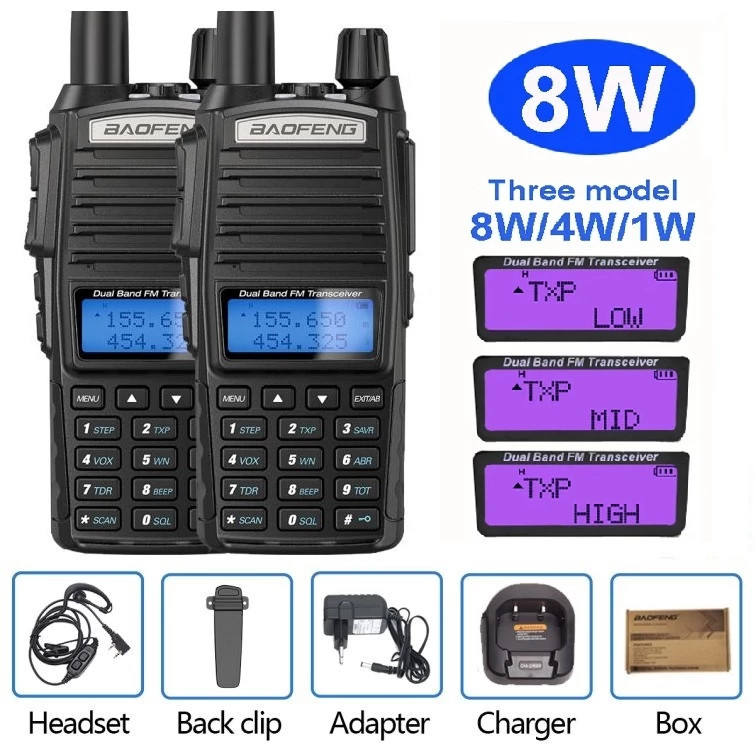 【100%Ori】HT Baofeng UV82 Handy Talky 8 Watt UV-82 Dual Band (VHF/UHF) Walky Talky 128 Channels Walki