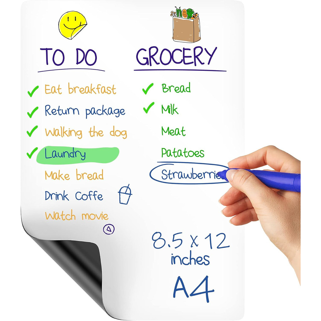 

A3 A4 A5 Magnetic Dry Erase Board Refrigerator Magnet Marker WhiteBoard Sheet Kitchen Erasable Flexible Fridge Memo Grocery List