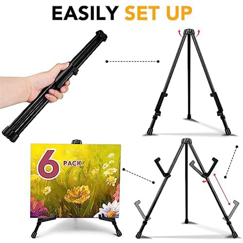 

6 Pcs Display Easel Tabletop Instant Easel Portable & Adjustable Collapsible Table Tripod Easels Stand, For Canvas Paintings
