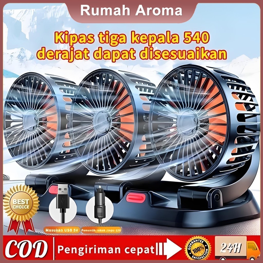 Kipas Angin Mobil /Kipas Mobil  Portable Double Fan /24/12 Volt 360 Rotasi Angin /kipas Angin mobil 