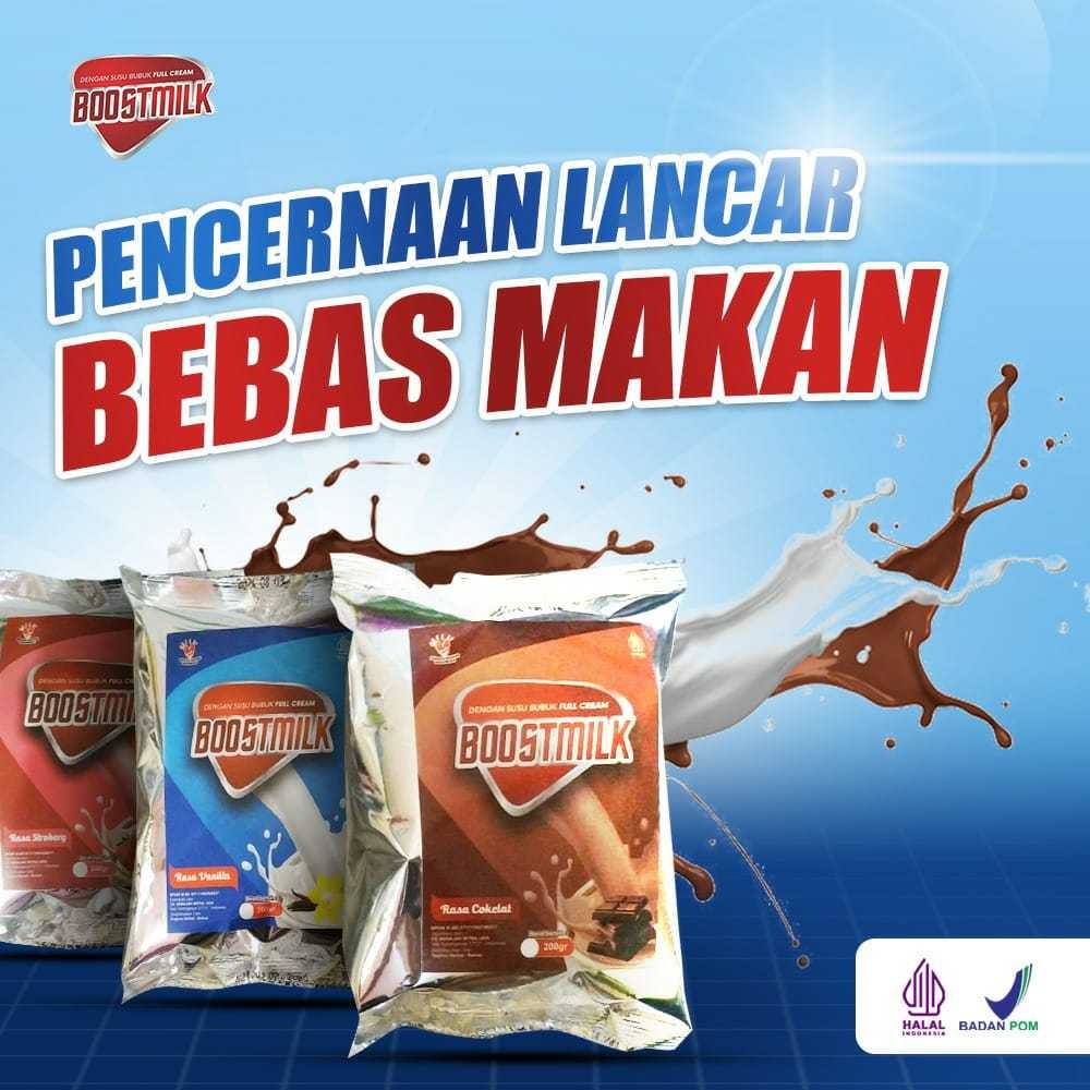 

BOOSTMILK SUSU SAPI PENAMBAH NAFSU MAKAN DAN PENNGEMUK BADAN KEMASAN 200GR 3 FAVORIT RASA