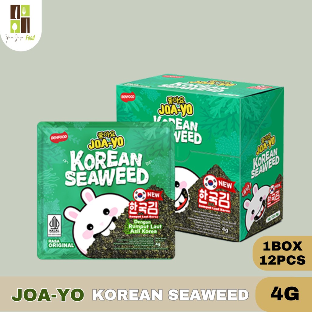 

Joa-yo Korean Seaweed 4G 1BOX / 1BOX isi 12PCS / Joa-yo Seaweed / Korean Seaweed
