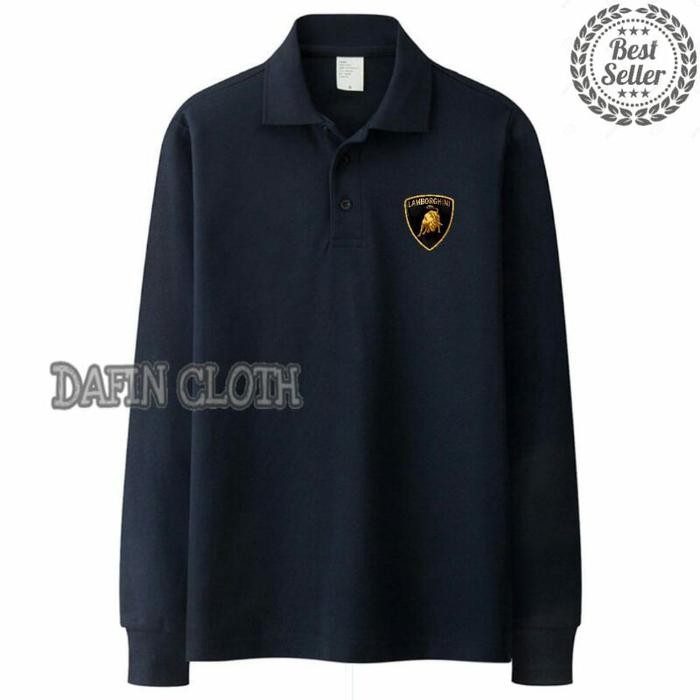 Longsleeve Polo Shirt Kaos Kerah Pria Lengan Panjang Lamborgini Kaos Big Size Polo Big SIze - Navy, 
