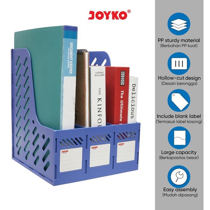 

【YANA-M】PROMO!!! Box File Keranjang Plastik Rakit 3 Susun Joyko BOF-3BE Blue - BOF-3BE