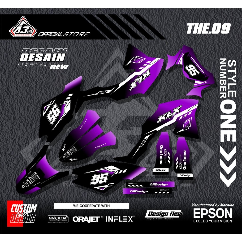 

decal stiker full body klx bf , KLX G custom desain ( bisa rubah warna nama dan nomor) KODE THE09