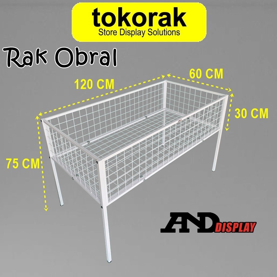 Rak Obral 120 X 60 Cm Rak Baju Obral Wiremesh 60X120CM Box Obral Wagon Keranjang Serbaguna Murah
