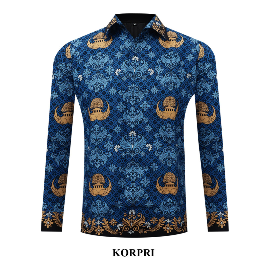 HIGH QUALITY BATIK ARKANZA Motif KORPRI Terbaru 2022 Atasan Kemeja Baju Batik Pria Cowok Laki Laki L