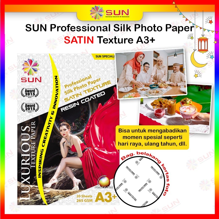Kertas Foto Doff Silky Texture A3, A3+ A3 Plus Kulit Jeruk - SUN Professional Photo Paper 265 gram G