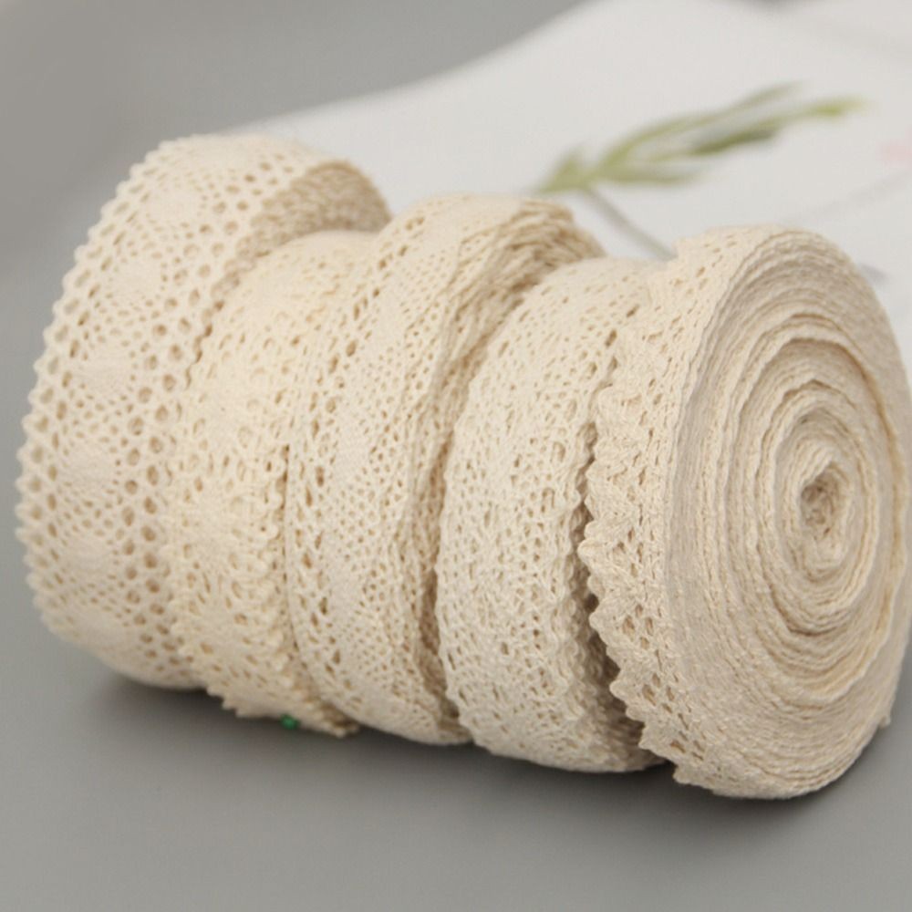 

5m/roll Lace Trim Apparel Sewing Fabric Ivory Cream Trim Cotton Crocheted Lace Fabric Ribbon Handmade Patchwork Accessories