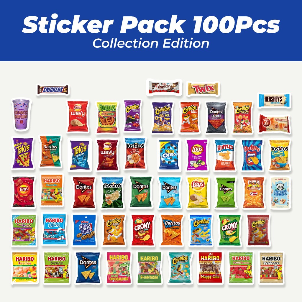 

Hot Stiker Desain Makanan Ringan & Permen Lucu Anti Air Stikers Berperekat Waterproof Sticker Decal Buat Motor Helm Buku Journal Koper Casing HP Laptop Botol Minum