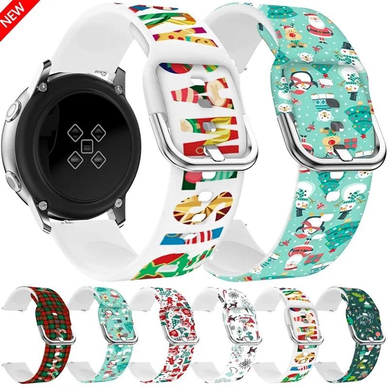 20/22mm Christmas Day Silicone Strap For Samsung Galaxy Watch 7/6/5/4/3 bracelet Band For Huawei Wat