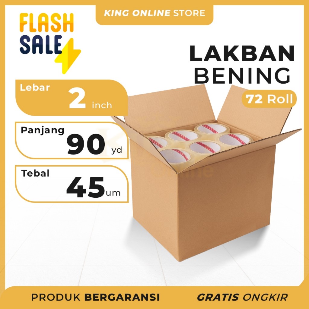 

1 DUS Lakban Bening 45 MM X 90 Yard ECO ONLINE TAPE OPP 72 Roll Kuat tebal / Plakban clear