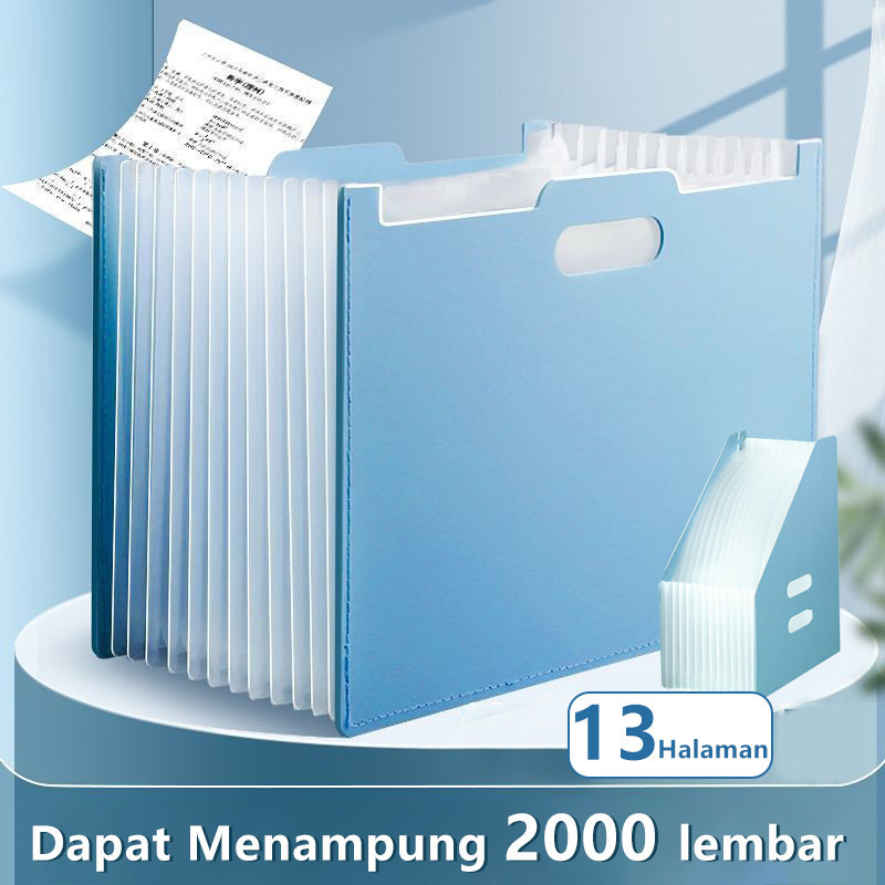 

Standing file A4 F4 / File folder document bag/ Tas document file 13 sekat Desktop File Organiser /Folder multi-lapisan /Tas penyimpanan data / Vertikal portabel