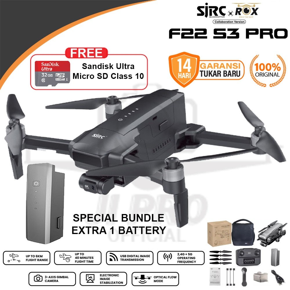 Drone SJRC F22S PRO / SJRC F22 S2 PRO+ / SJRC F22 S3 PRO / GPS Drone 3-Axis Gimbal with EIS 4K 6KM 4