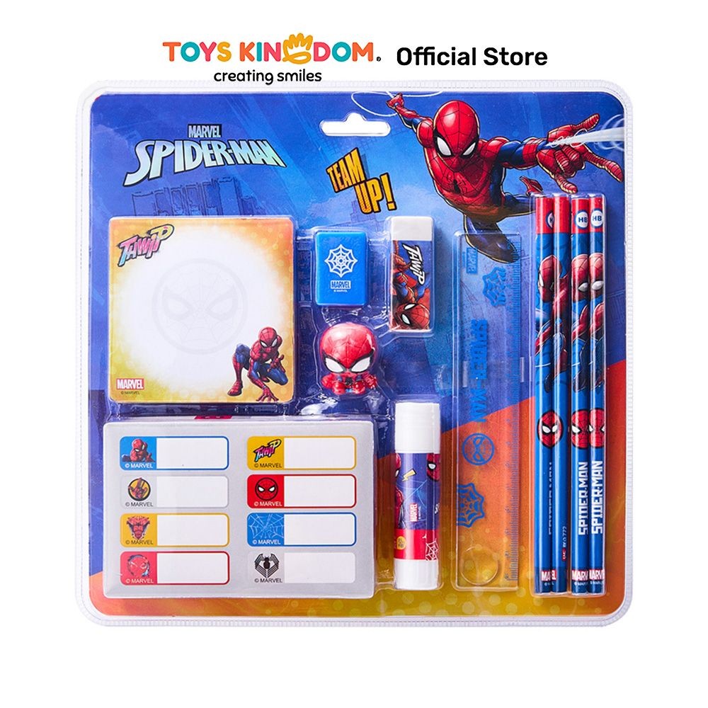 

Toys Kingdom Kiddy Star Unimass Set Alat Tulis Spiderman - Biru/Merah Kit Stationery Penggaris Pensil Lem Kertas Sticky Notes Rautan Penghapus Label Nama Peralatan Dan Perlengkapan Tulis Sekolah