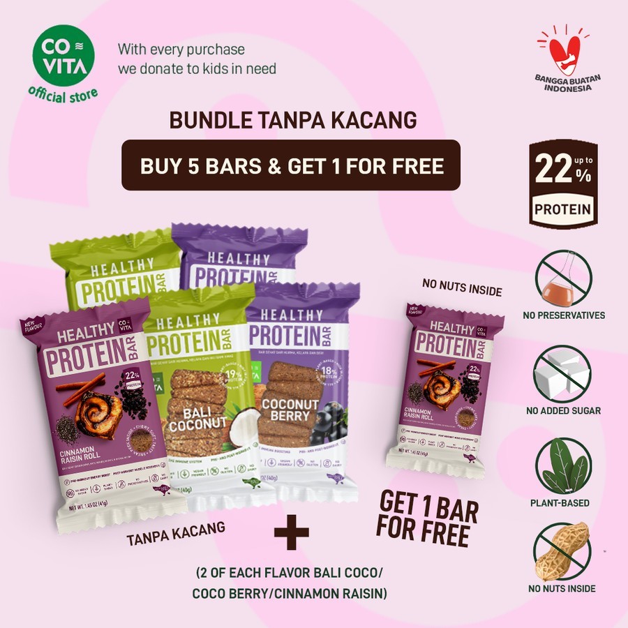 

Beli Bundle - Tanpa Kacang + 1 Gratis - Protein Bars Covita - Fit Bar