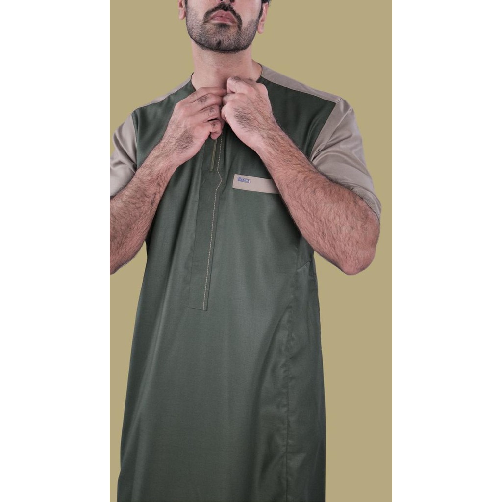 JUBAH GAMIS PRIA SHAHAMA LENGAN PENDEK-078 ARMY - S