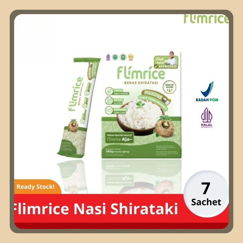 

FLIMRICE Nasi Shirataki Beras Membantu Proses Program Diet Secara Alami by Flimty Flimeal Flim Rice - 1 Box Isi 7 Sachet