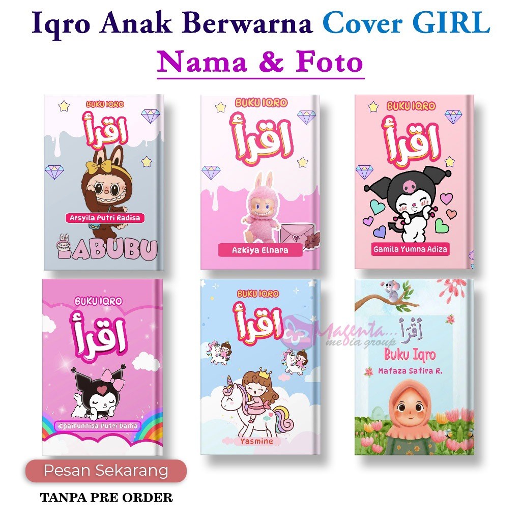 Iqro Anak CUSTOM MILENIAL COVER GIRL Hard Cover & Soft Cover Iqro Iqra Anak Perempuan Custom Gratis 