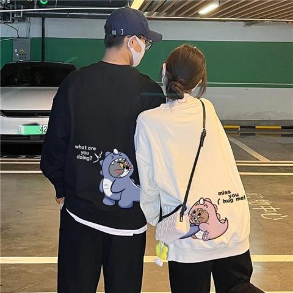 HOODIE SWEATER DINO TOM DINO JERRY HOODIE COUPLE PASANGAN KEKINIAN Oversize Kekinian by AR_Z.D