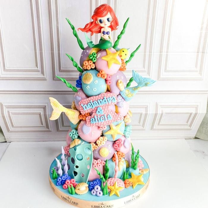

Donat Ulang Tahun/Donat Tower Tema Mermaid/Donat Puteri Duyung/Donat Tower