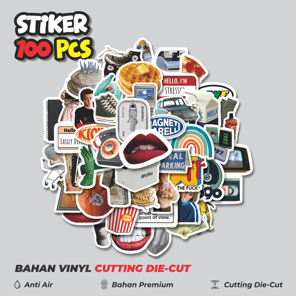 

Terbaru! 50 pcs Stiker Gaya Korea INS Vintage 90s Dekorasi Lucu Kreatif untuk Notebook, Skateboard, HP
