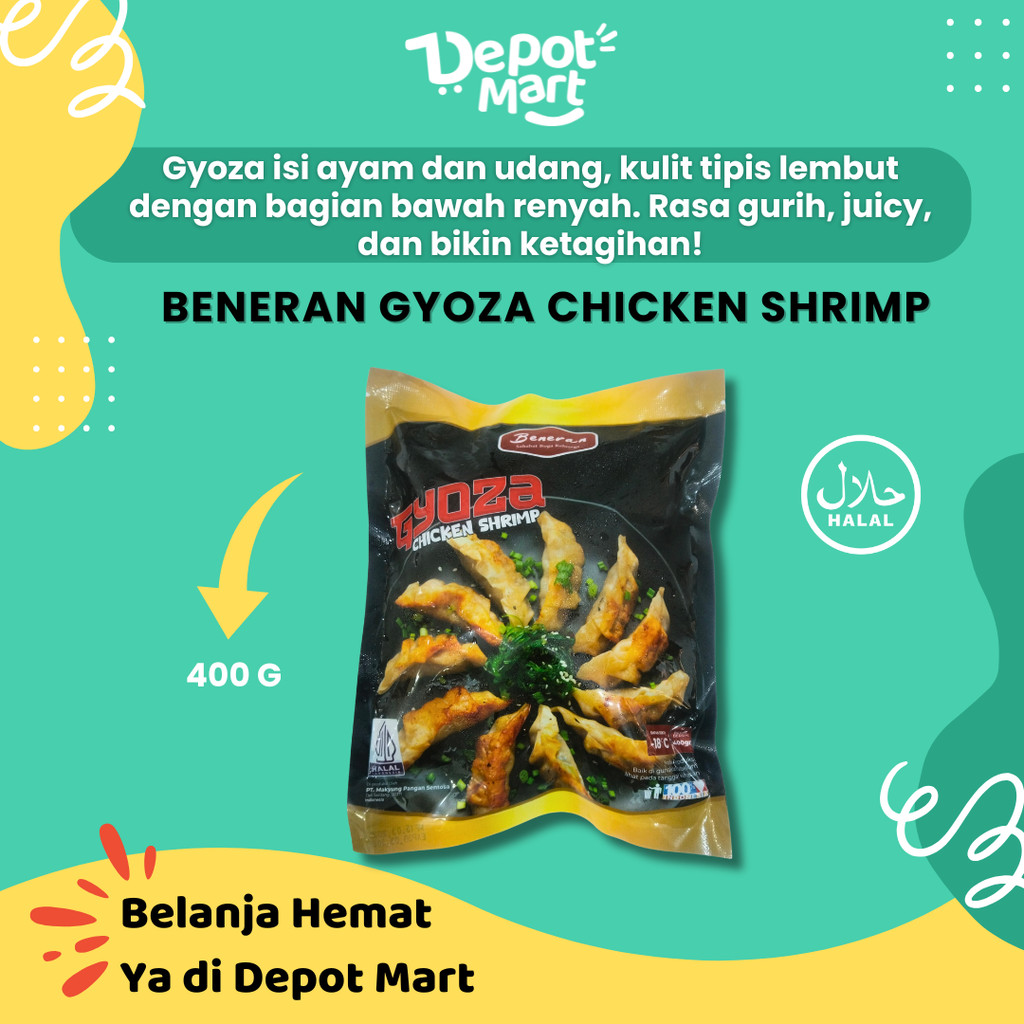 

Beneran Gyoza Chicken Shrimp Beneran Gyoza Chicken Shrimp 400 gr Depot mart