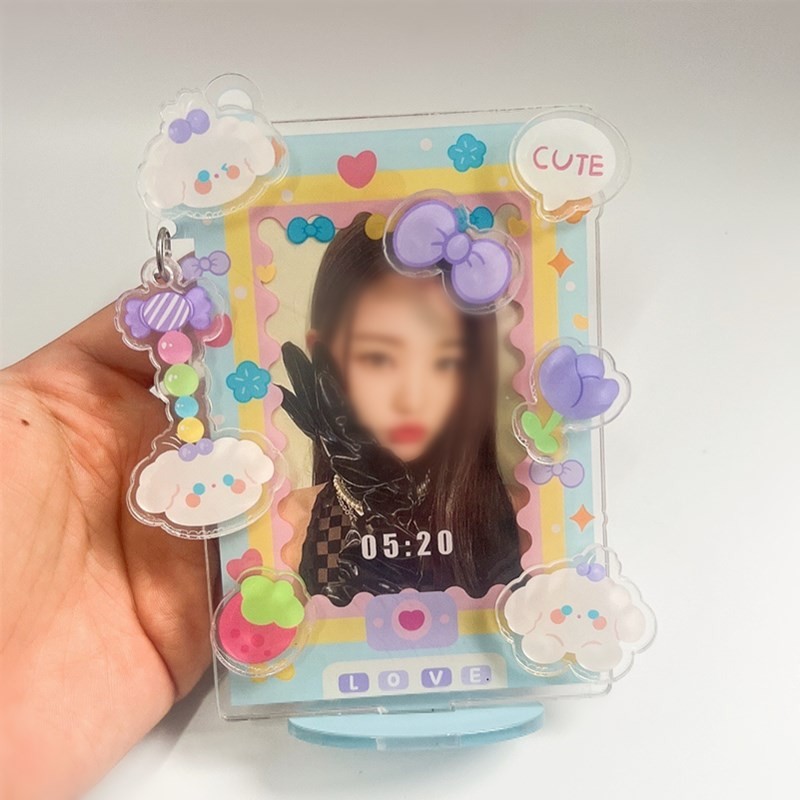 

INS Acrylic Photocard Frame Cartoon Card Display Stand Photo Holder Photo Protection Card Sleeve Desktop Decor School Stationery