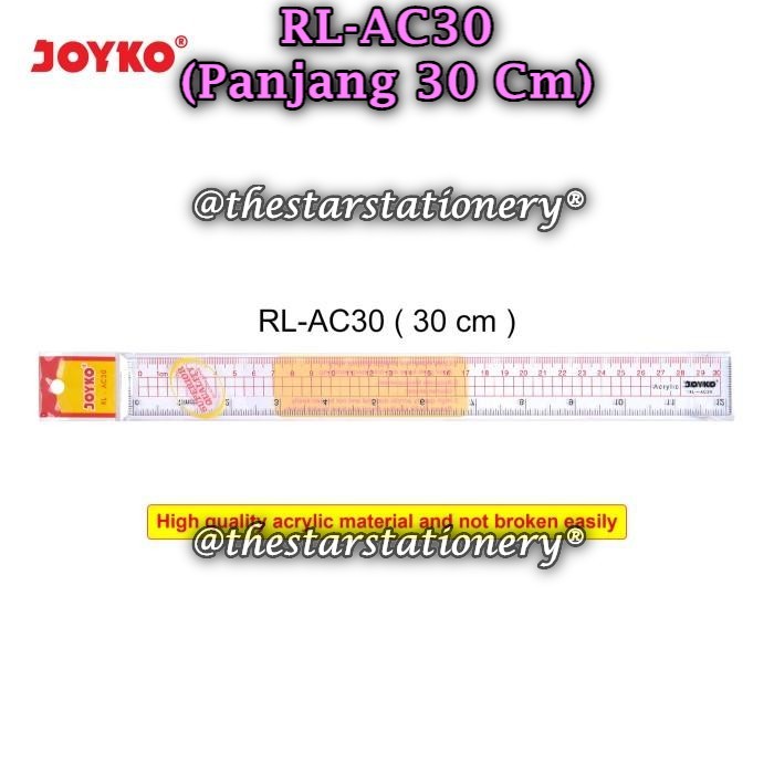 

(1 Biji) GROSIR Penggaris Acrylic JOYKO RL-AC30 Acrylic Ruler Penggaris Akrilik RL-AC30 (1 Biji)