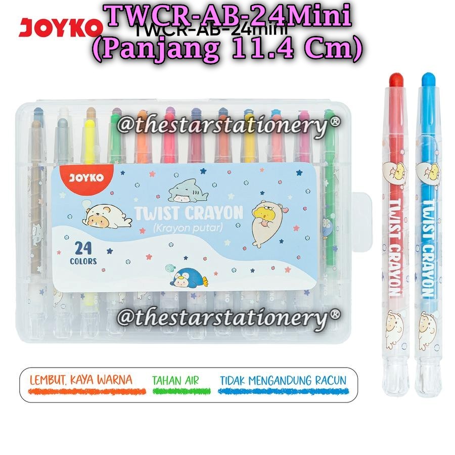 

(1 Set/24) GROSIR Crayon Putar JOYKO TWCR-AB-24Mini Krayon Putar Mini Twist Crayon TWCR-AB (1 Set)