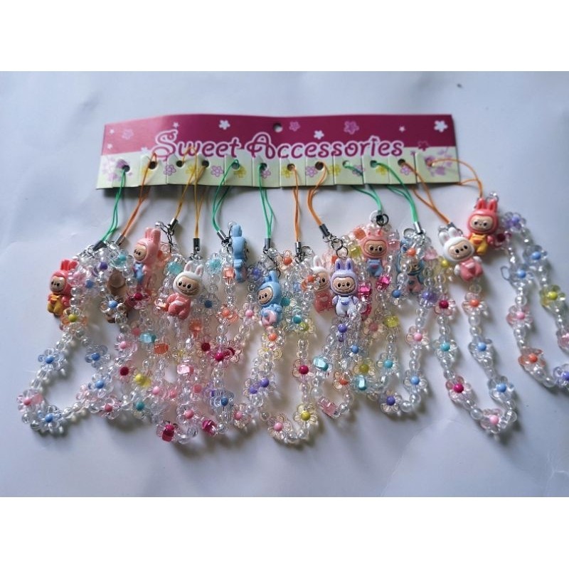 12 pcs gantungan hp gantungan karakter tali hp karakter gantungan sanrio gantungan labubu