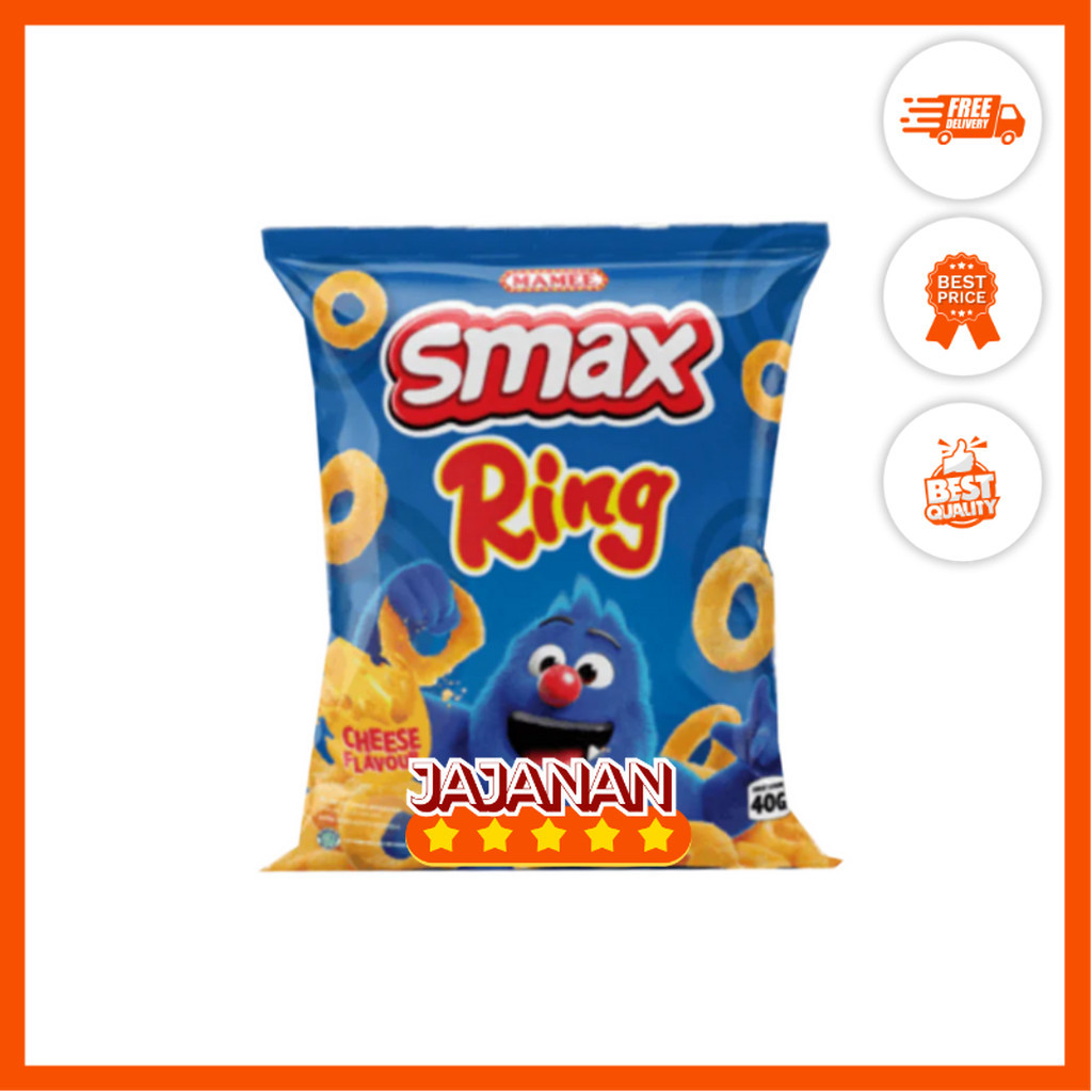 

Smax Ring Makanan Ringan Rasa Keju 1 Renceng 10 pcs @20gr Jajanan Termurah