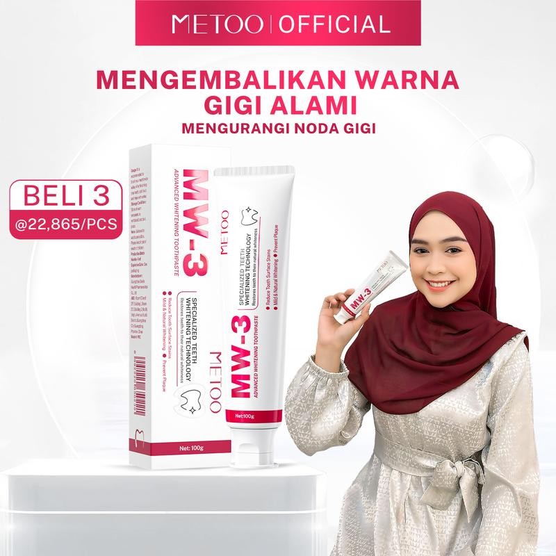 

[PILIHAN RICIS] METOO PASTA GIGI MW3- BPOM-Gigi Putih / Bebas Sensitif / Bebas Karang Gigi / Pasta Gigi Probiotik / Karang Gigi / Gusi Sensitif / Membersihkan Noda Gigi- METOO MW-3 Advanced Whitening Tooth Paste 100 gr