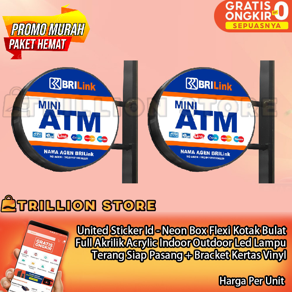 

United Sticker Id - Neon Box Kotak Bulat Full Akrilik Acrylic Indoor Outdoor Led Lampu Flexi Terang Siap Pasang + Bracket Cetak Setiker Stiker Vinyl Cutting Cuting Printing Custom Bentuk Desain Logo Brand Tulisan Warna Warni Bebas Waterproof Motor Mobil