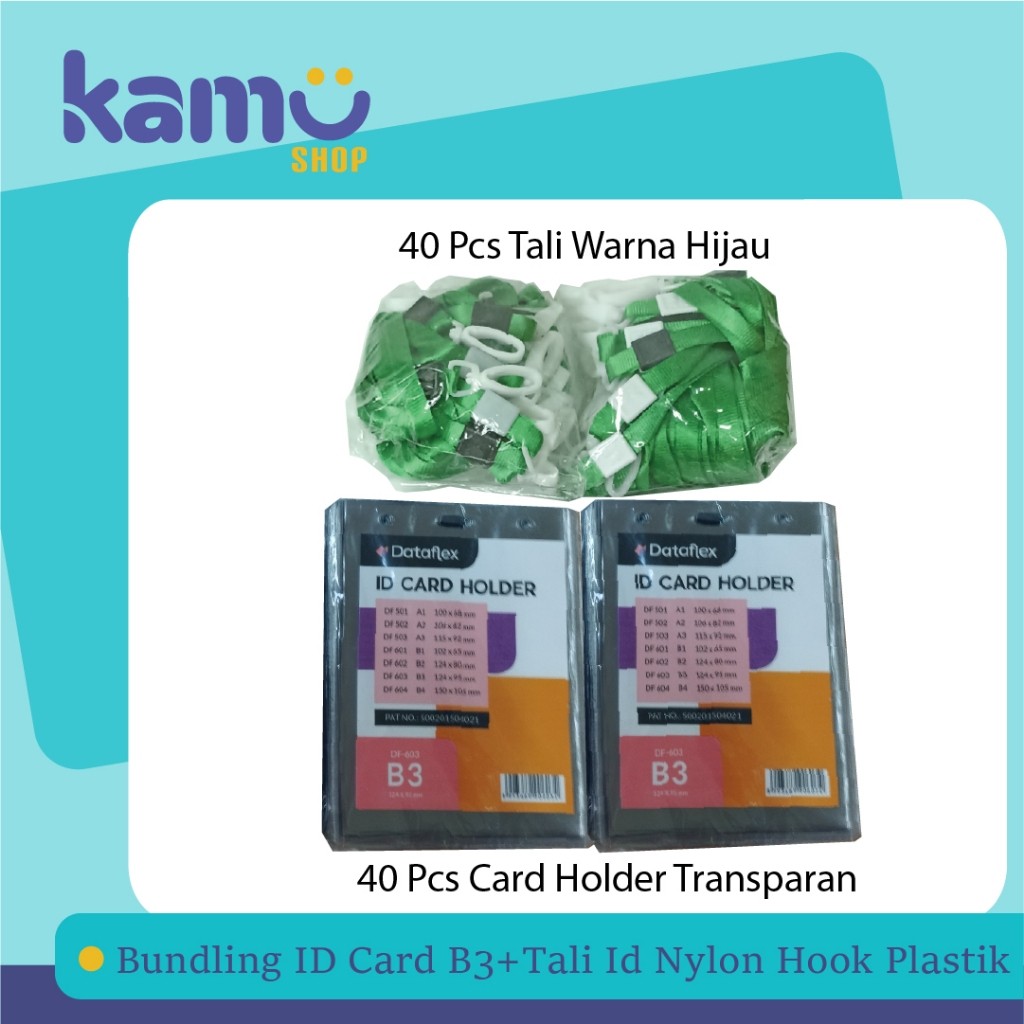

Bundling 40 Pcs ID Card B3 + 40 Pcs Tali ID Card Nylon Hook Plastik NYLKP