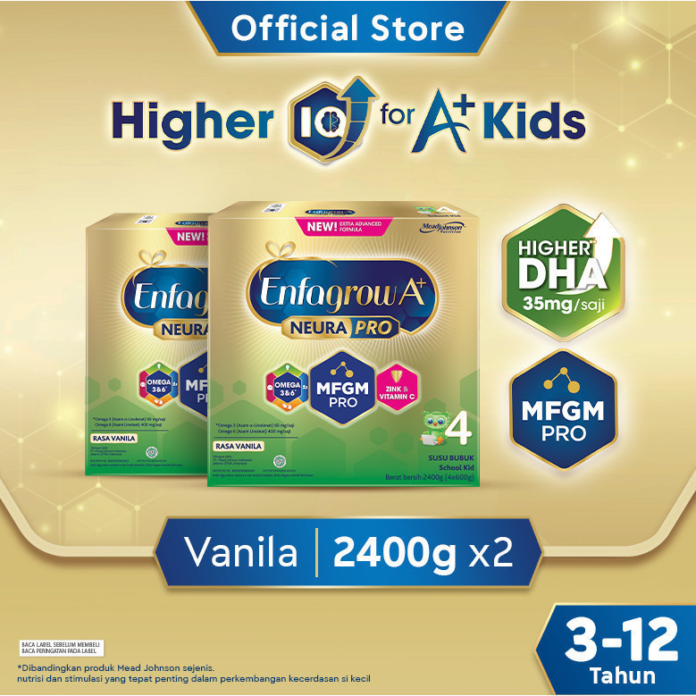 NEW Enfagrow A+ 4 Susu Formula Anak 3 - 12 Tahun Vanila 2400 gr x 2 PREMIUM