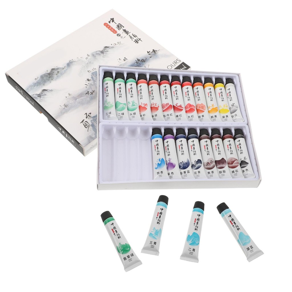 

Ink Painting Pigments Chinese Color Kit Suite Watercolor Plastic for Traditional Drawing Travel Landscape