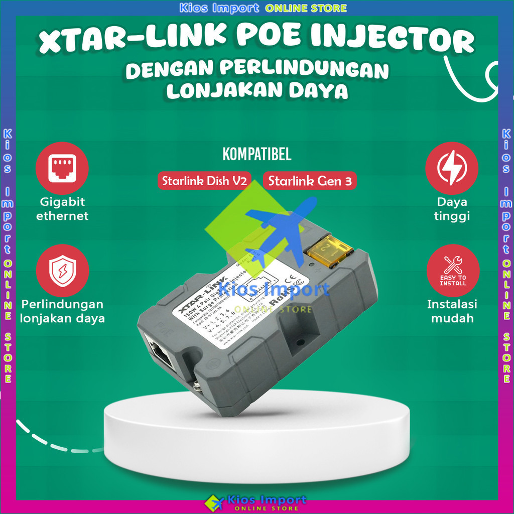 STARLINK ETHERNET ADAPTER / LAN / RJ45 Starlink PoE Injector 12V-48V/3A 150W Paket Internet 150W PoE