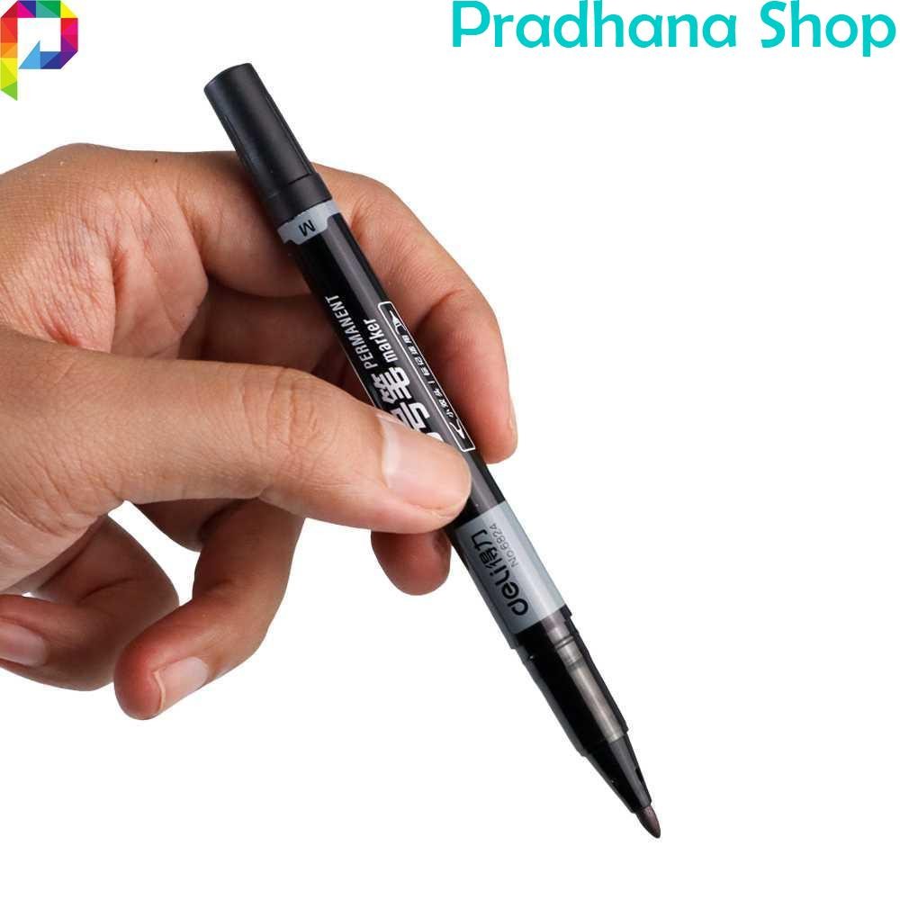 

Spidol Pena Permanen Dua Ujung Sisi Dual Head Tip Marker Pens Waterproof