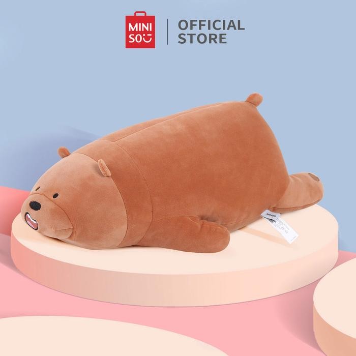 Promo MINISO Boneka Mainan Beruang We Bare Bears Lying Plush Toy 80cm Boneka Bear Lmut Beruang Banta