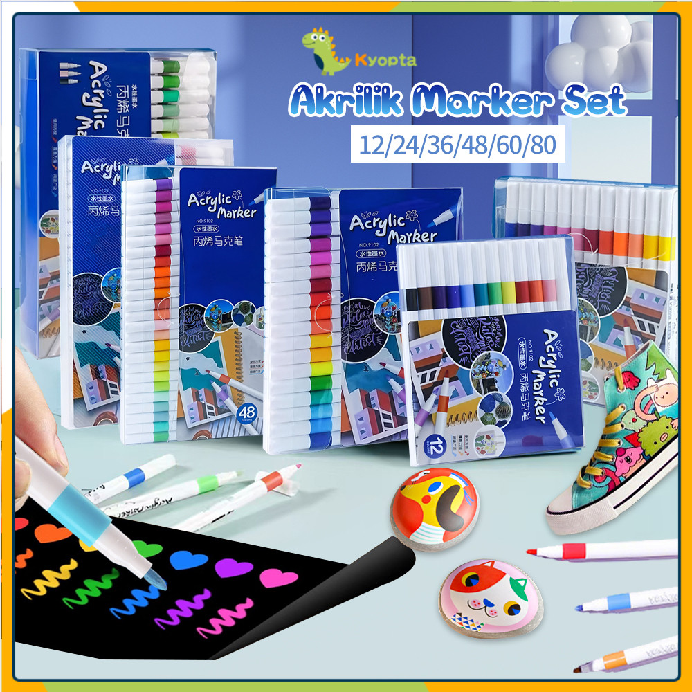 

​​Kyopta​​ Akrilik Marker Hightune Spidol Warna Set DIY Painting Spidol Pastel Pulpen Kering
