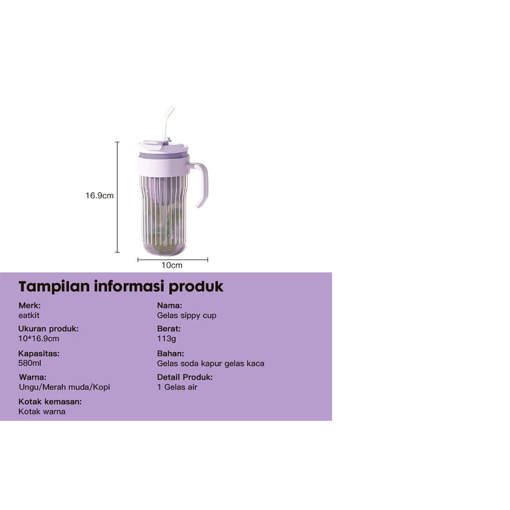 SGB TUMBLER GELAS BOTOL MINUM 580ML CANGKIR FREE SEDOTAN SARINGAN BUAH TEH ES INFUS WATER JUICE